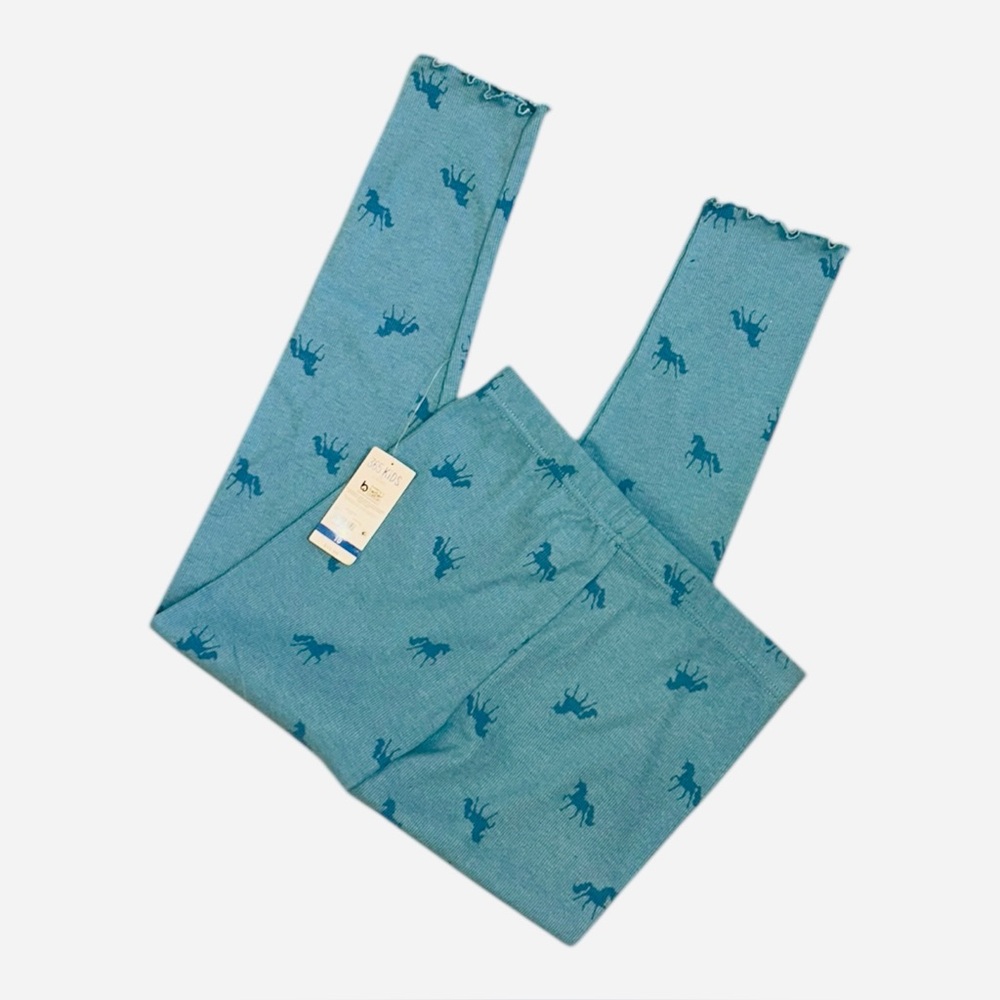 NWT 365 Kids by Garanimals Blue Horses Pull On Pants Girls 10 Ribbed Soft NEW